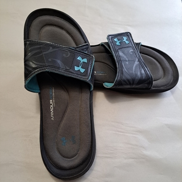 Under Armour Women's Ignite Black Slides Size 9 - Picture 6 of 10